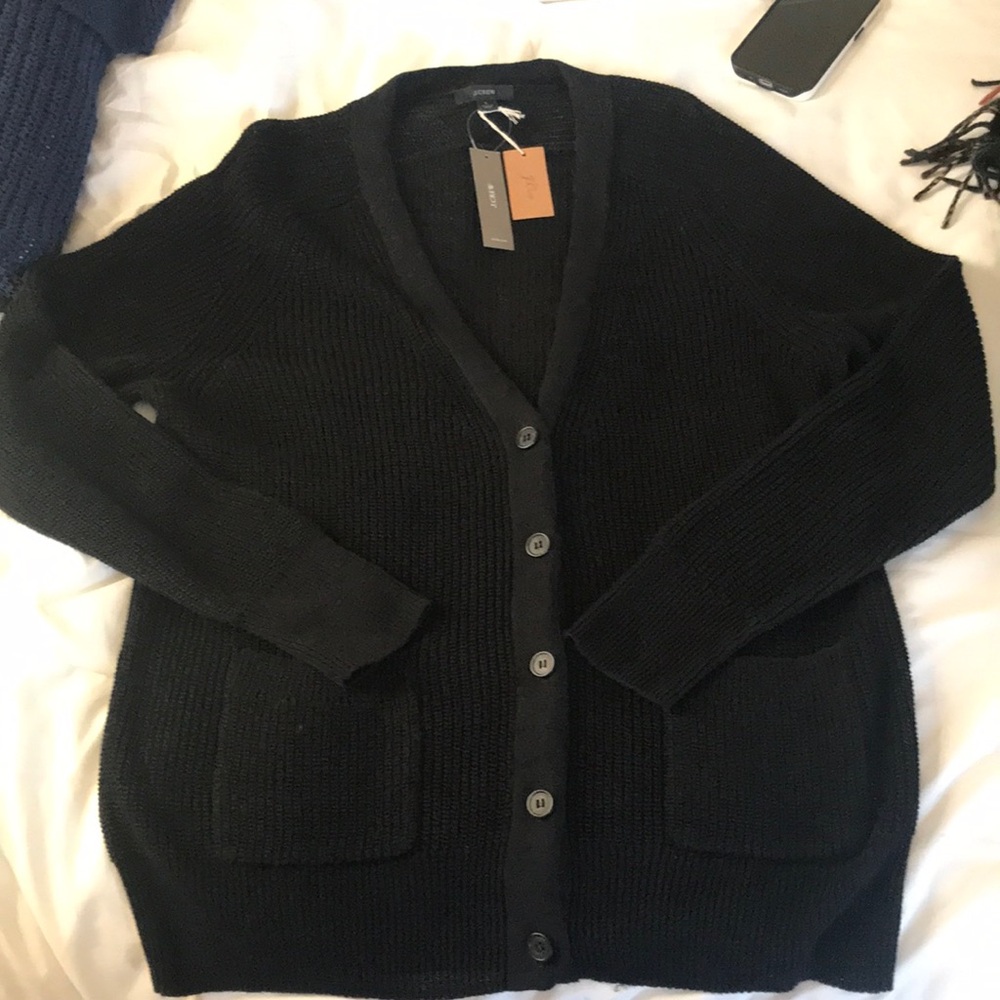 NWT Jcrew black v-neck cardigan